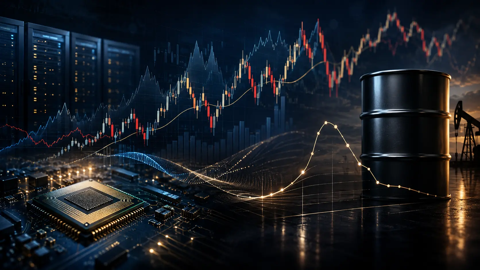 Capital-market volatility across technology stocks, semiconductor investment and crude oil