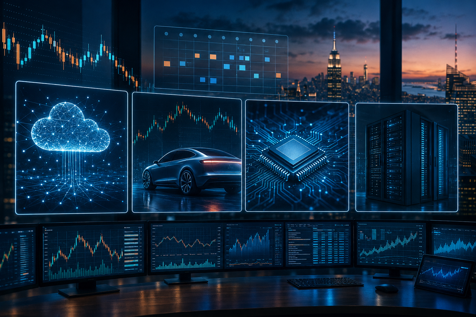 Earnings calendar showing AI cloud computing, an electric vehicle, semiconductors and enterprise technology ahead of Alphabet and Tesla results
